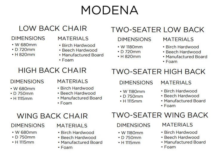 Modena Fabric Sofa & Chair Collection | Shackletons