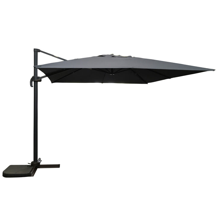 3 x 3m Grey Square Cantilever Garden Parasol with Crank & 360° Rotation