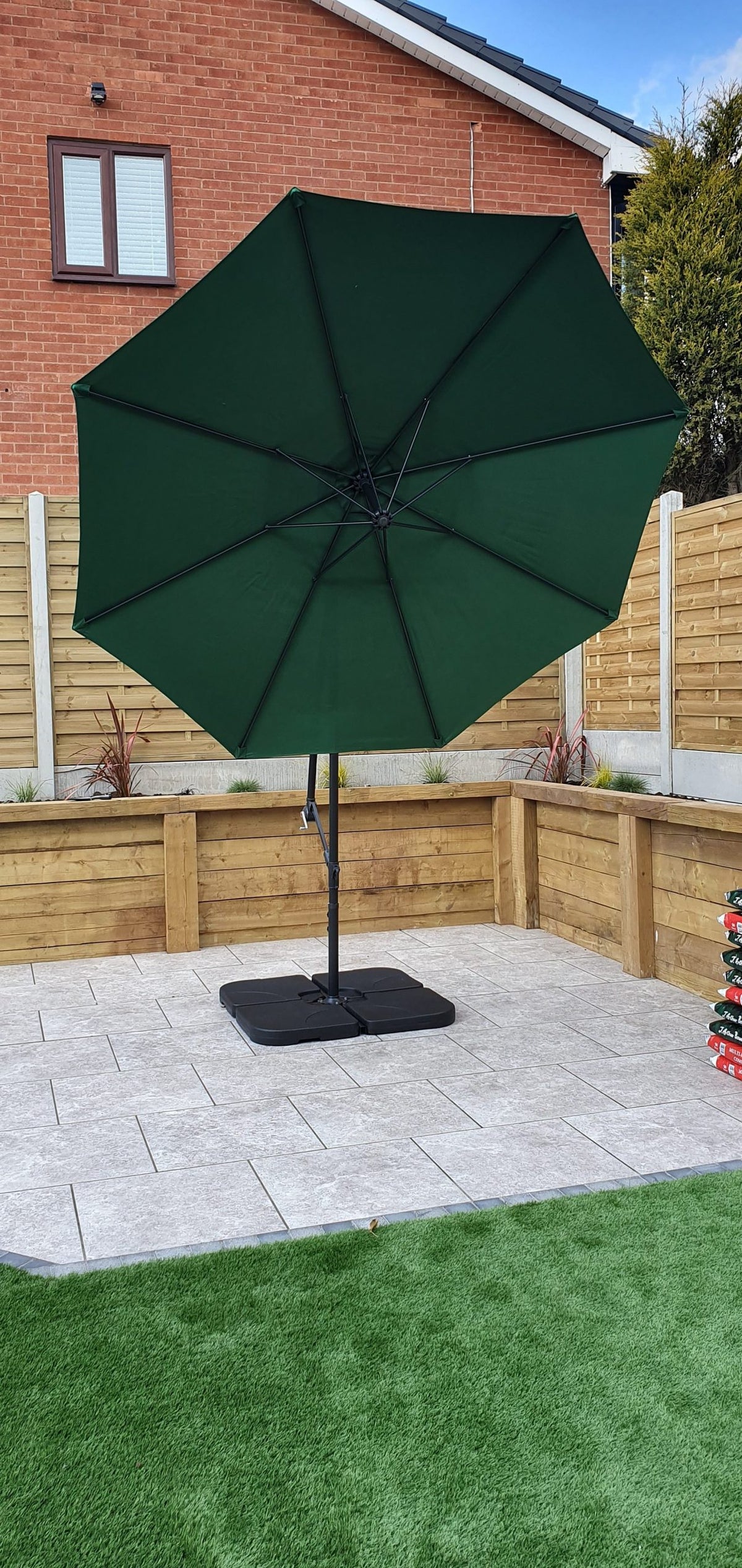 3m Green Banana Garden Parasol with Tilt Mechanism
