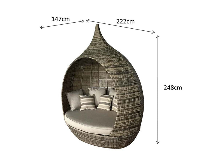 Signature Weave - Rattan Pearl Daybed in Mixed Grey with Scatters | Pear0039