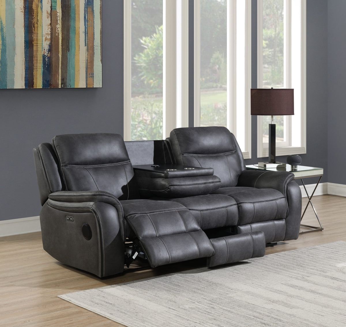 Phoenix Media Smart Power Electric Recliner Sofa Collection in Grey