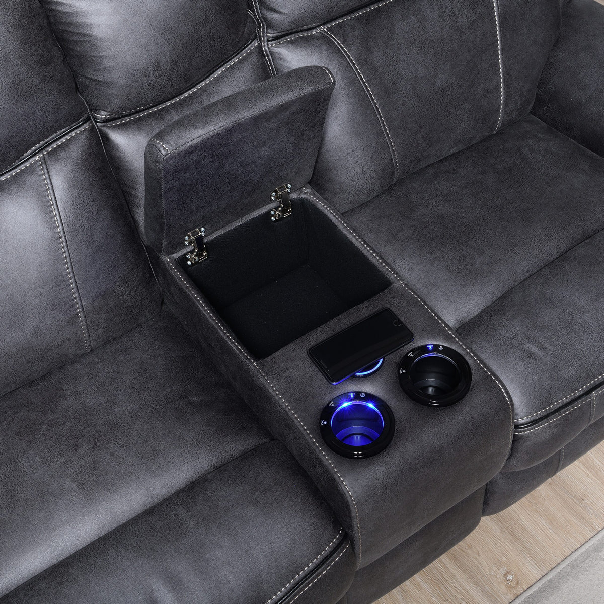 Phoenix Media Smart Power Electric Recliner Sofa Collection in Grey