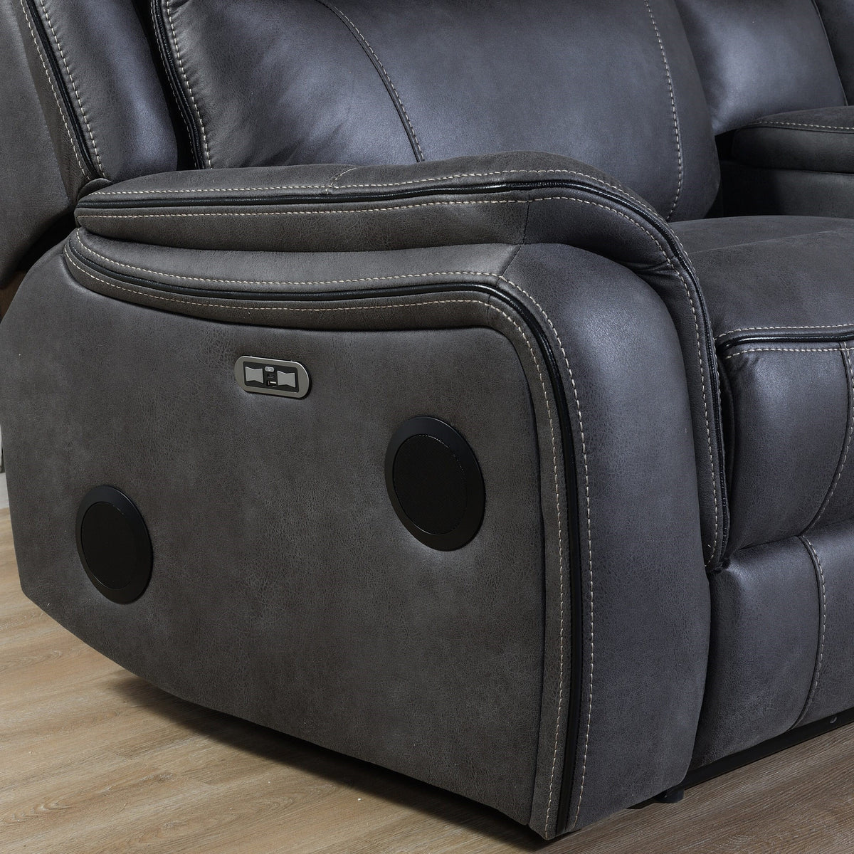 Phoenix Media Grey Electric Recliner Corner Sofa with Bluetooth