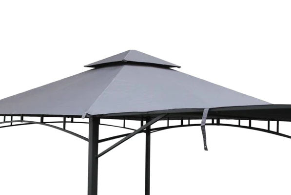 Algarve 3.3x3.3m + 2.1m Awning Grey Gazebo | ALGGAZ3.3X3.3-GREY | AMIR