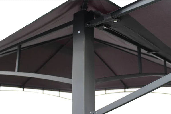 Algarve 3.3x3.3m + 2.1m Awning Grey Gazebo | ALGGAZ3.3X3.3-GREY | AMIR