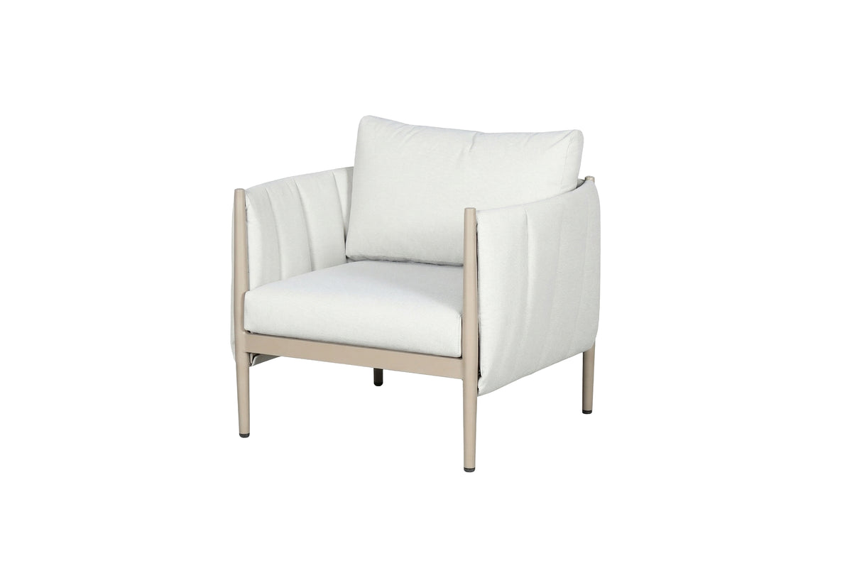 Pumpkin 4 Seater Beige Outdoor Fabric Garden Sofa Set with 2 Seater, Chairs & Lift Table