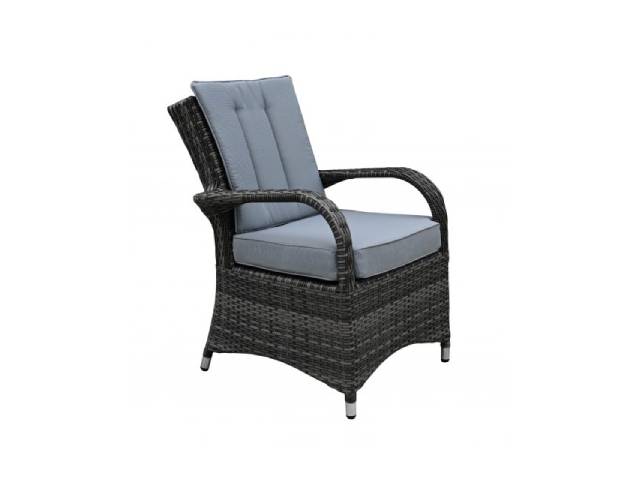 Rattan Grey Dining Round Table + 6 Chairs Set