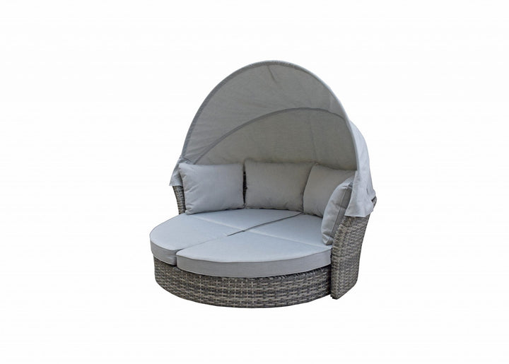 Lily Grey Rattan Modular Garden Daybed with Adjustable Canopy | Signature Weave