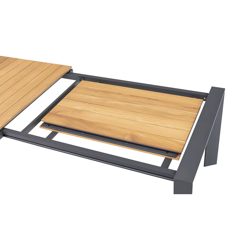 Jakarta Teak Dining Table with Grey Aluminium Frame