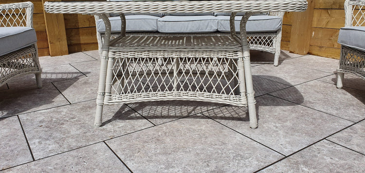 Signature Weave - Rattan Sofa Set with Coffee Table in White Wicker | Rose | Rose0371
