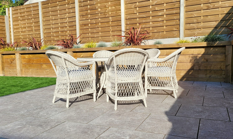 Signature Weave - Rattan Round Table + 6 Dining Chairs | Rose | Rose0389_0393