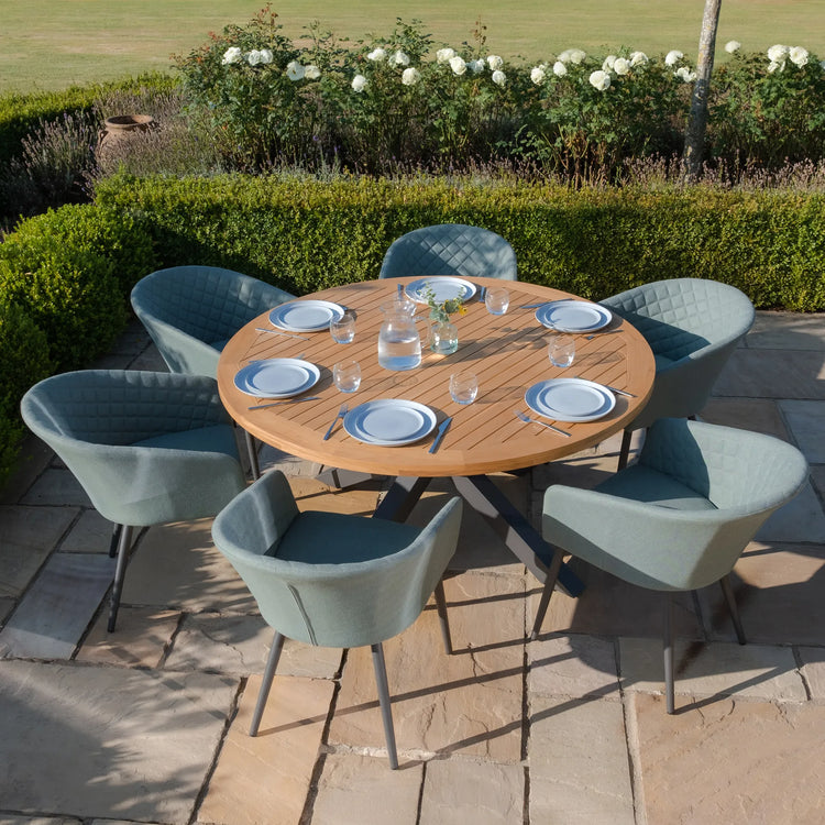 Jakarta Teak Dining Table with Grey Aluminium Frame
