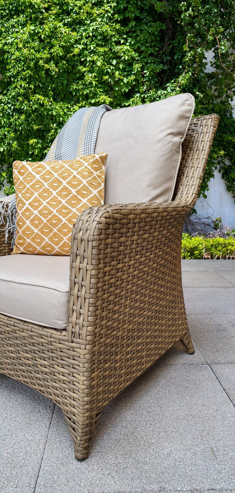 Signature Weave - Rattan Beige High Back 3 Piece Lounge Set in Natural | Sarah | Sara0045