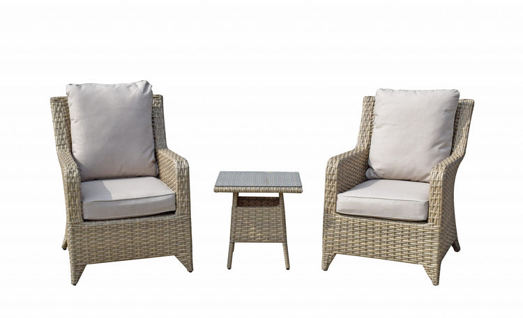 Signature Weave - Rattan Beige High Back 3 Piece Lounge Set in Natural | Sarah | Sara0045