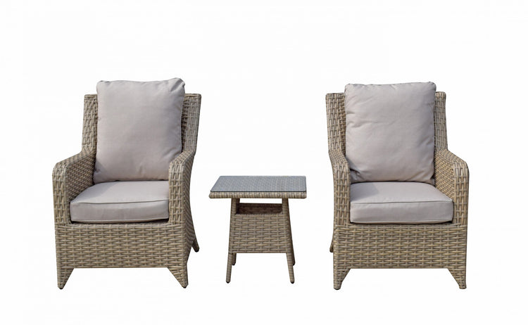 Signature Weave - Rattan Beige High Back 3 Piece Lounge Set in Natural | Sarah | Sara0045