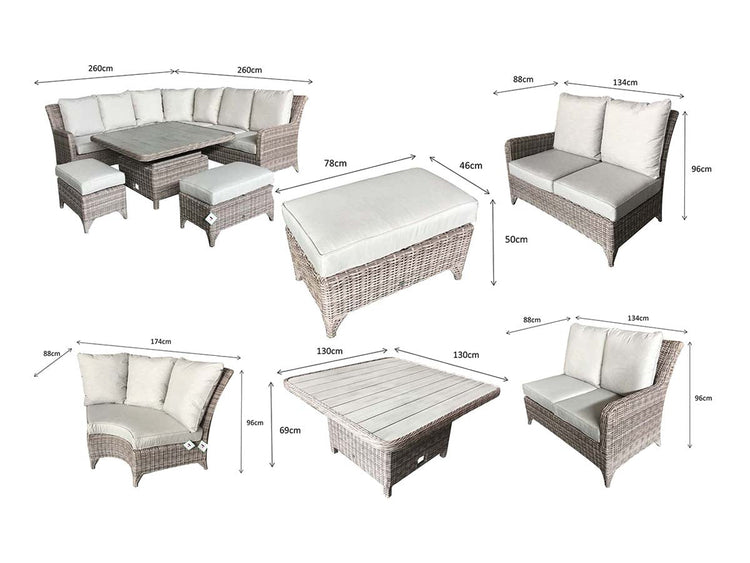 Signature Weave - Rattan Corner Dining Set with Lift Table | Sarah | Sara0260