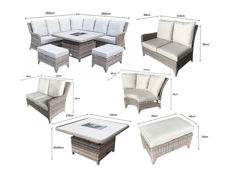 Signature Weave - Sarah Corner Dining Sofa with Lift Table and Ice Bucket | Sara0392