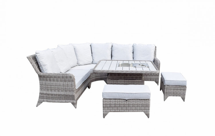 Signature Weave - Sarah Corner Dining Sofa with Lift Table and Ice Bucket | Sara0392