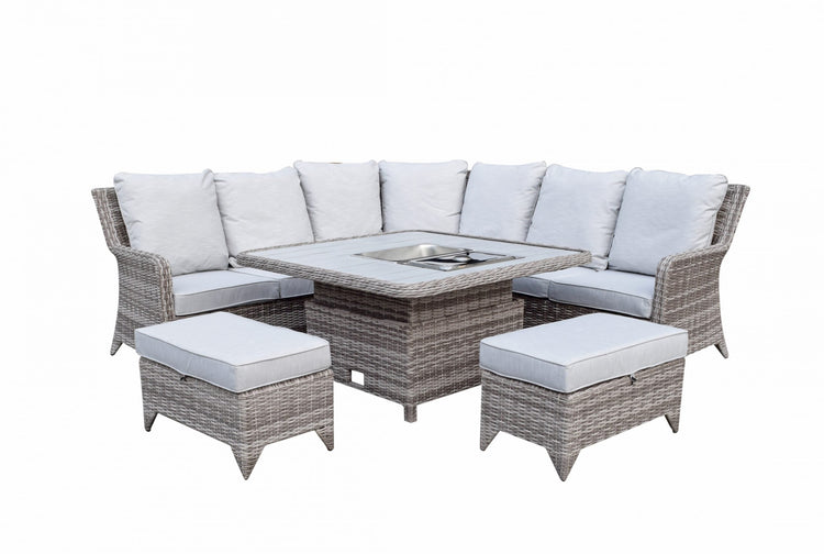 Signature Weave - Sarah Corner Dining Sofa with Lift Table and Ice Bucket | Sara0392