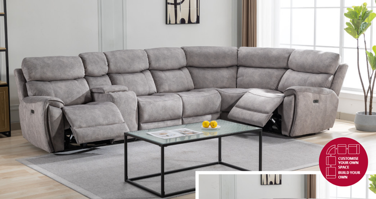 Seville Fabric Bespoke Recliner Modular Corner Sofa | Red Rose