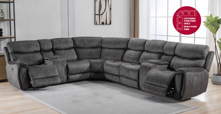 Seville Fabric Bespoke Recliner Modular Corner Sofa | Red Rose