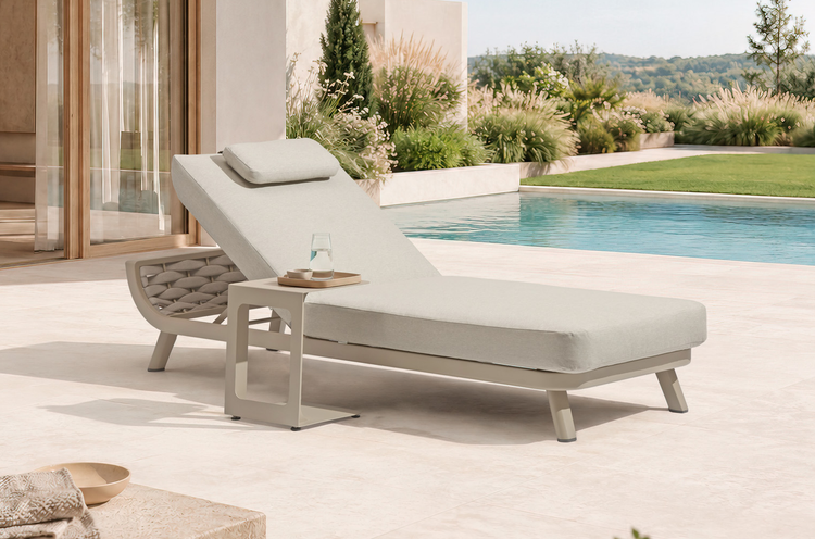 Monroe Grey Single Sunlounger + Side Table | Monr0600_0602