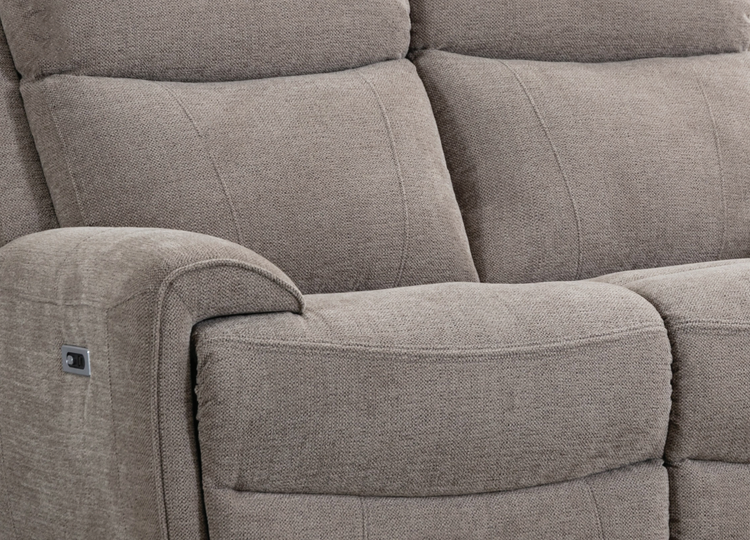 Sofia Electric Recliner 3 + 2 Seater Sofas in Oatmeal Brown - Homeflair