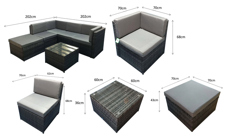 Signature Weave - Rattan Grey Modular Corner Sofa Set | Stella | Stel0333