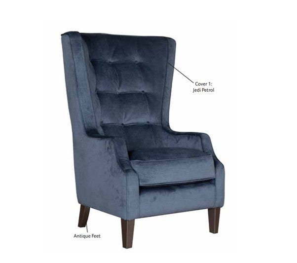 Throne High Back Fabric Accent Chair