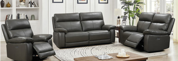 Brooklyn Electric Recliner Leather Sofa Collection | Red Rose