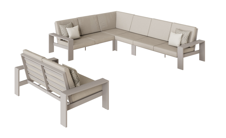 Venus L Shape Corner Sofa with Gas Firepit and Loveseat | Venu0462_0528