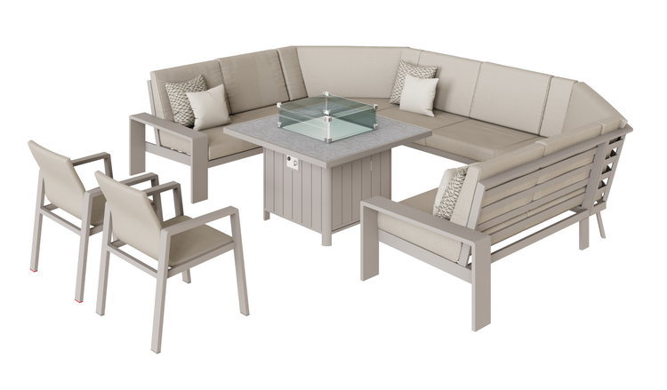 Venus U Corner Sofa with Firepit Table + 2 Dining Chairs | Venu0464