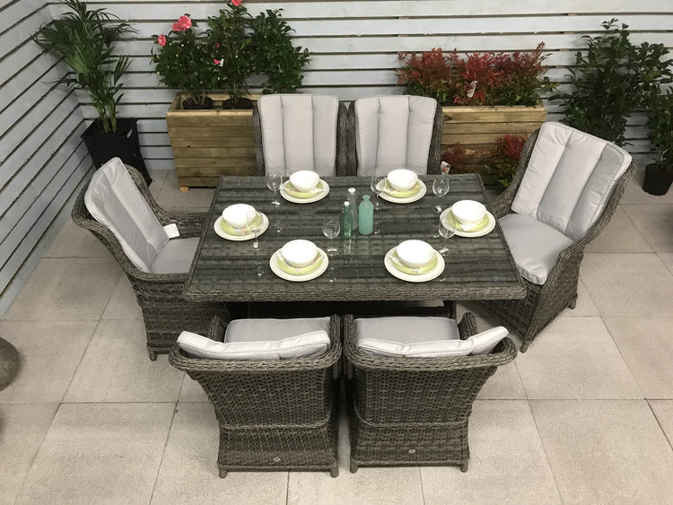 Signature Weave - Rattan Rectangular Table + 6 Chairs | Victoria | Vict0227_Vict0112
