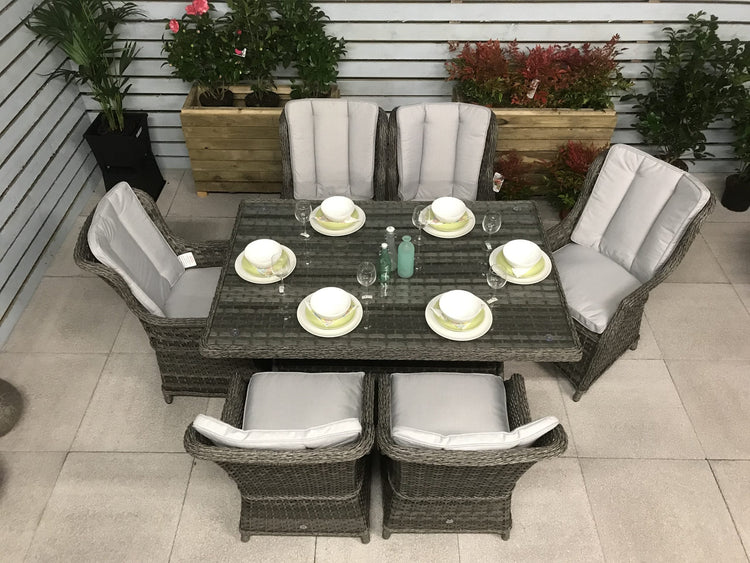 Signature Weave - Rattan Rectangular Table + 6 Chairs | Victoria | Vict0227_Vict0112