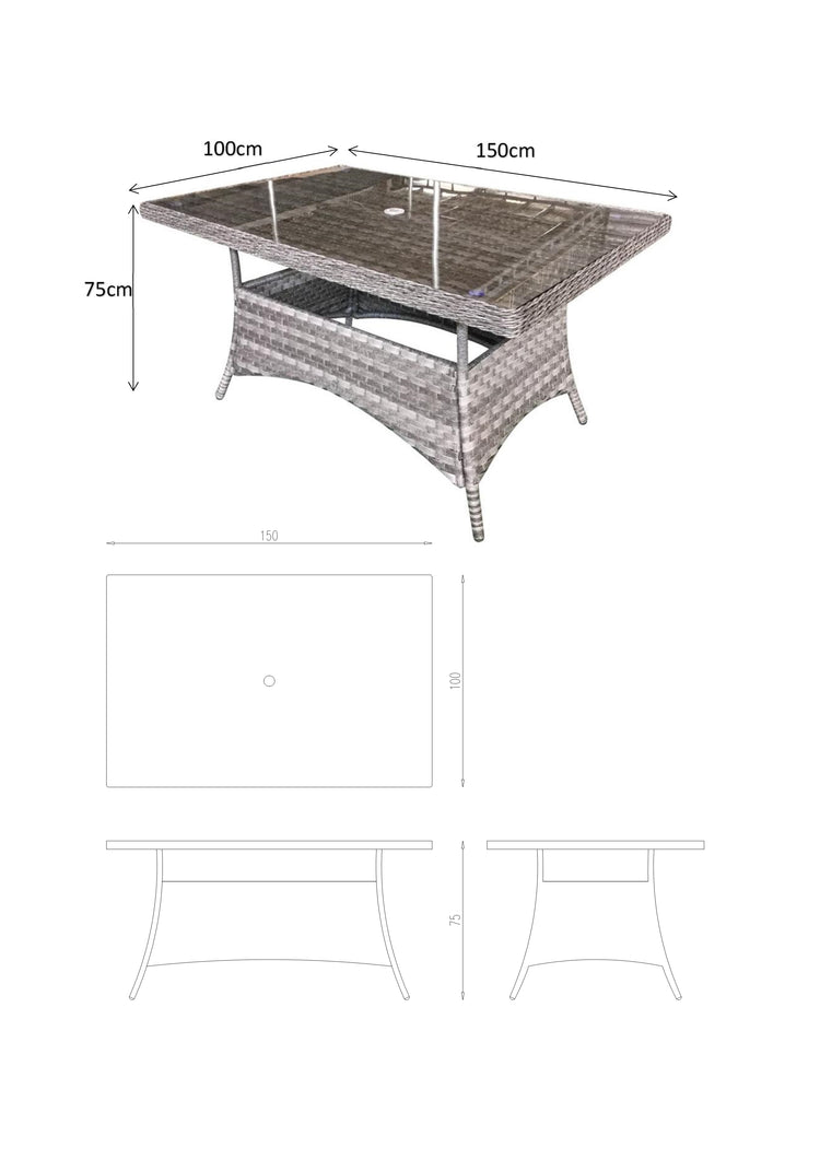 Signature Weave - Rattan Rectangular Dining Table | Victoria | Vict0227