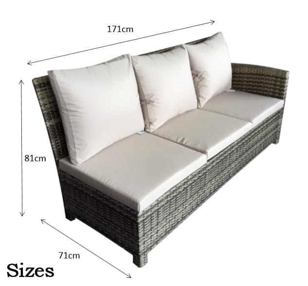 Signature Weave - Rattan Charlotte Corner Sofa + Dining Table + 3 Stools Set Grey | Char0156