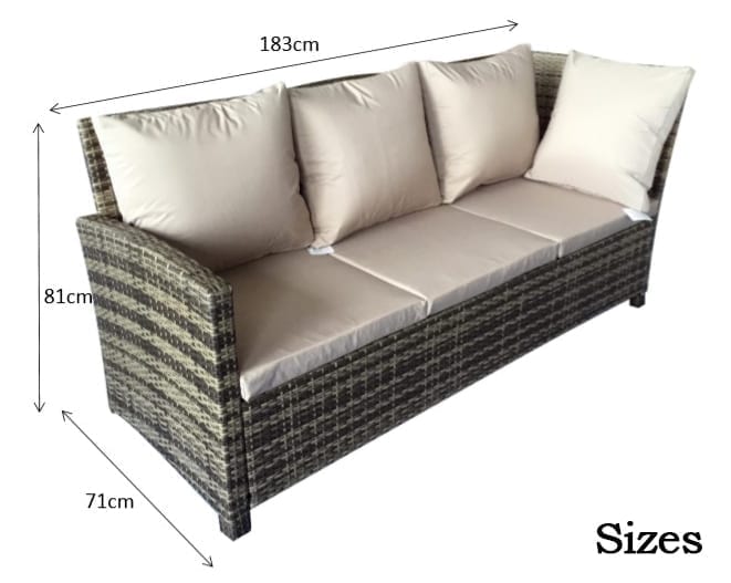 Signature Weave - Rattan Charlotte Corner Sofa + Dining Table + 3 Stools Set Grey | Char0156