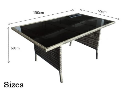 Signature Weave - Rattan Charlotte Corner Sofa + Dining Table + 3 Stools Set Grey | Char0156