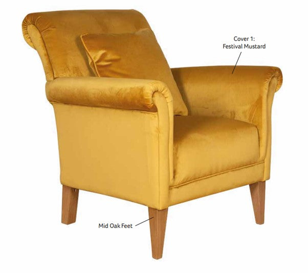 York Fabric Accent Chair with Choice of Wood Feet | Buoyant Upholstery
