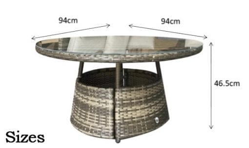 Signature Weave - Rattan Juliet Half Moon + Middle Table Dining Set in Grey | Juli0006