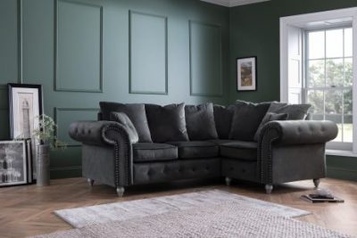 Fabric Black 3 Piece Corner sofa