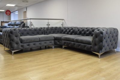 Fabric Grey Chesterfield Corner Sofa
