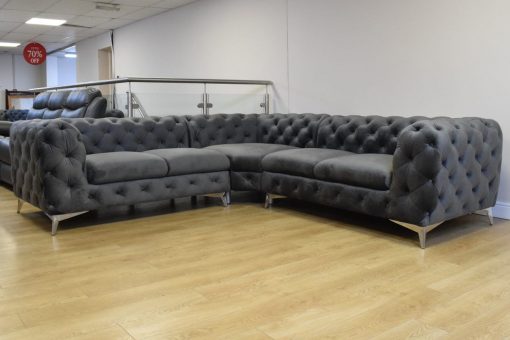 Fabric Grey Chesterfield Corner Sofa