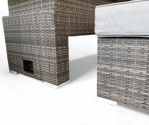 Cambridge Rattan Grey Casual Dining Corner Sofa Set With Rising Table | Camb181G - Image 4