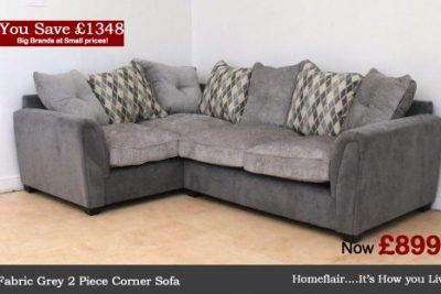 Fabric Grey 2 Piece Corner Sofa