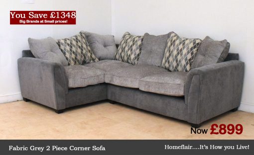 Fabric Grey 2 Piece Corner Sofa