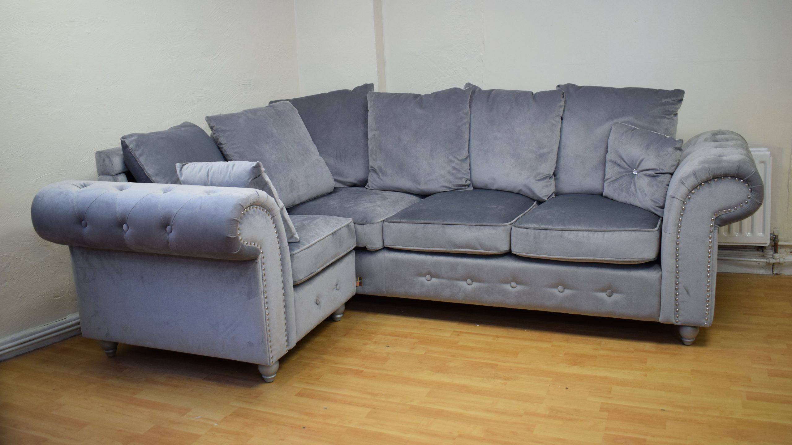 Ex Display Fabric Grey Corner Sofa