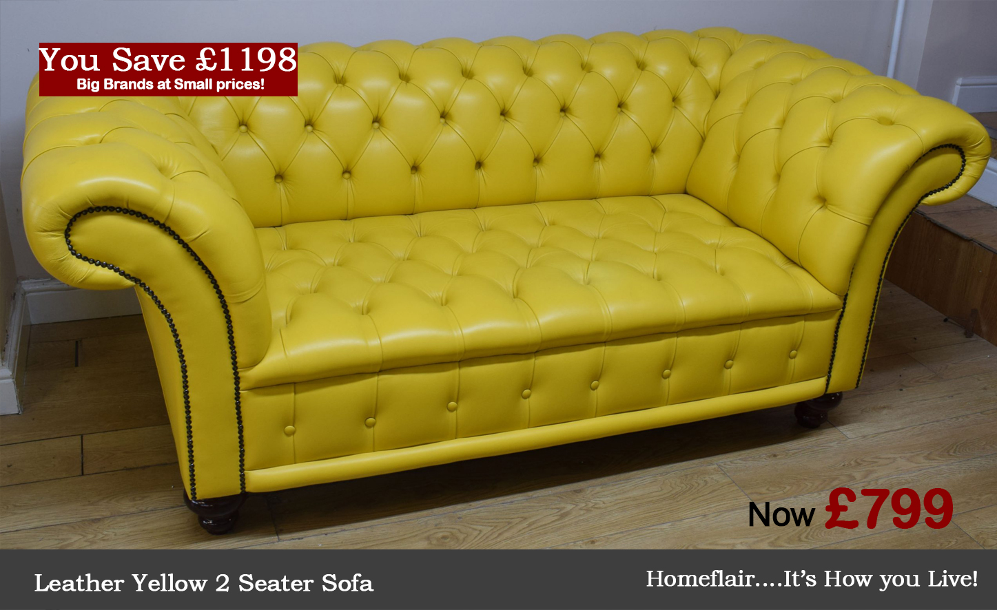 Ercup Yellow Leather 2 Seater
