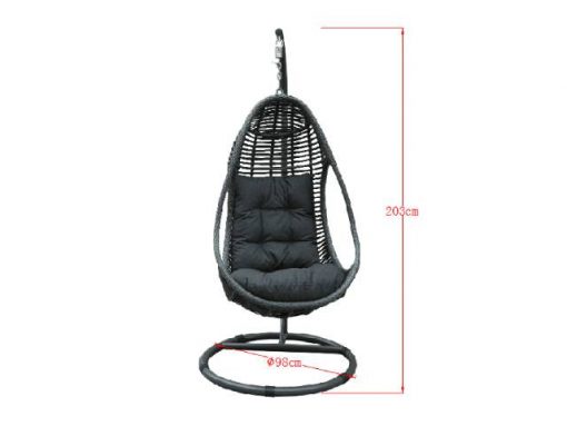 Rattan Vasilia Grey Hanging Egg Chair | Vasi503G - Image 2