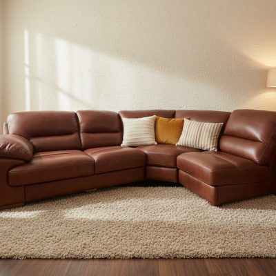 Cognac Ex-Display Leather Brown 3 Piece Corner Sofa | EX108